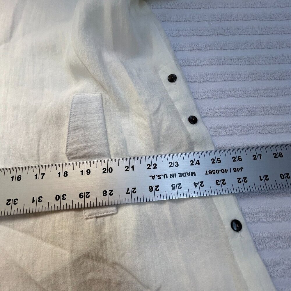 Fridaze Linen Redefined Mandarin Collar Side Button Zippered Tunic Size XL White - Picture 8 of 9